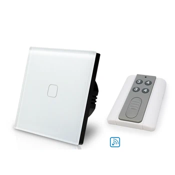 EU norm white 1 way 1 gang wireless light switches remote smart light switch with led backlight indidator toughened glass panel
EU norm white 1 way 1 gang wireless light switches remote smart light switch with led backlight indidator toughened glass panel
