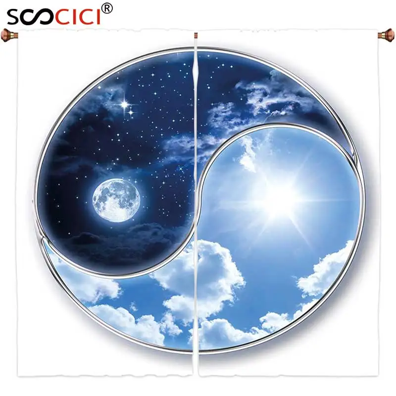 Window Curtains Treatments 2 Panels,Apartment Decor Yin Yang Icon Shaped World with Moon and Sun Figures Harmony
Window Curtains Treatments 2 Panels,Apartment Decor Yin Yang Icon Shaped World with Moon and Sun Figures Harmony