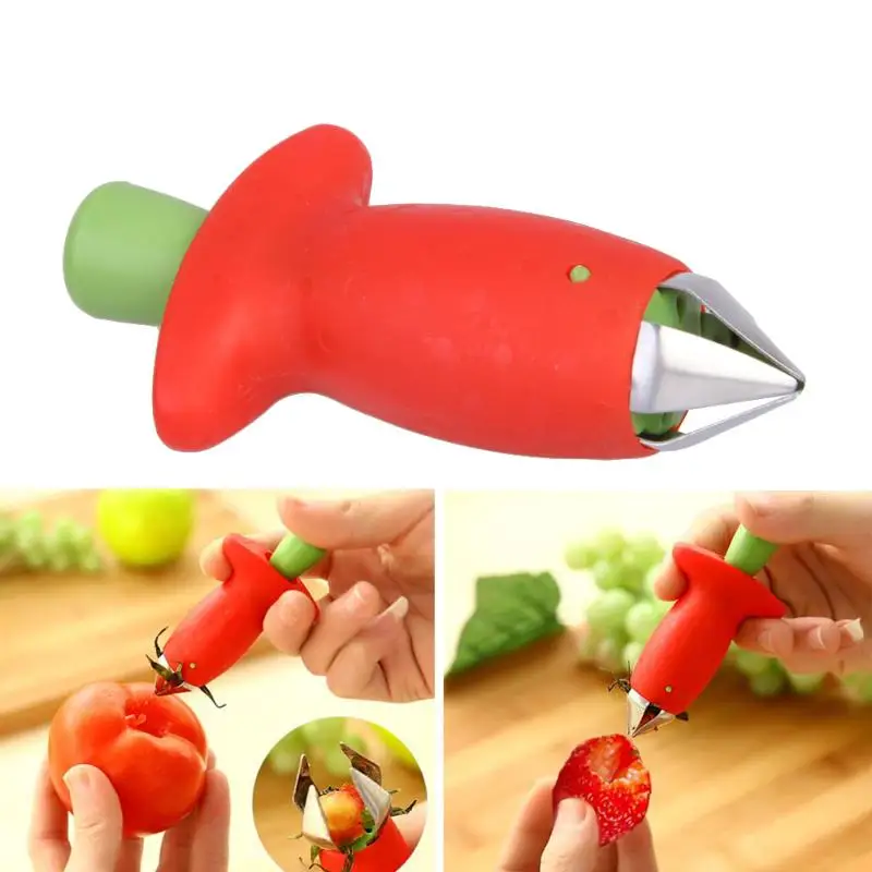 1Pcs Strawberry Huller Metal Tomato Stalks Plastic Fruit Leaf Knife Stem Remover Gadget Hullers Kitchen Tool | Дом и сад