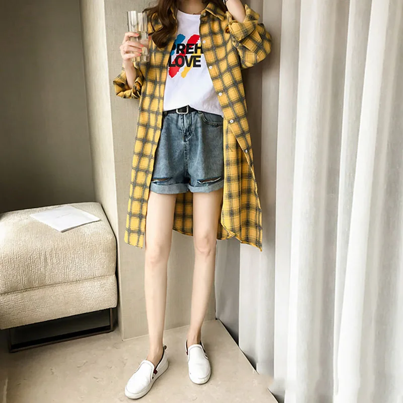 VogorSean Summer Womens Blouses Shirt Plaid 2019 BF Long Sleeve Plus size Long section Women Plaids Shirts Red/Blue/Yellow/White
VogorSean Summer Womens Blouses Shirt Plaid 2019 BF Long Sleeve Plus size Long section Women Plaids Shirts Red/Blue/Yellow/White