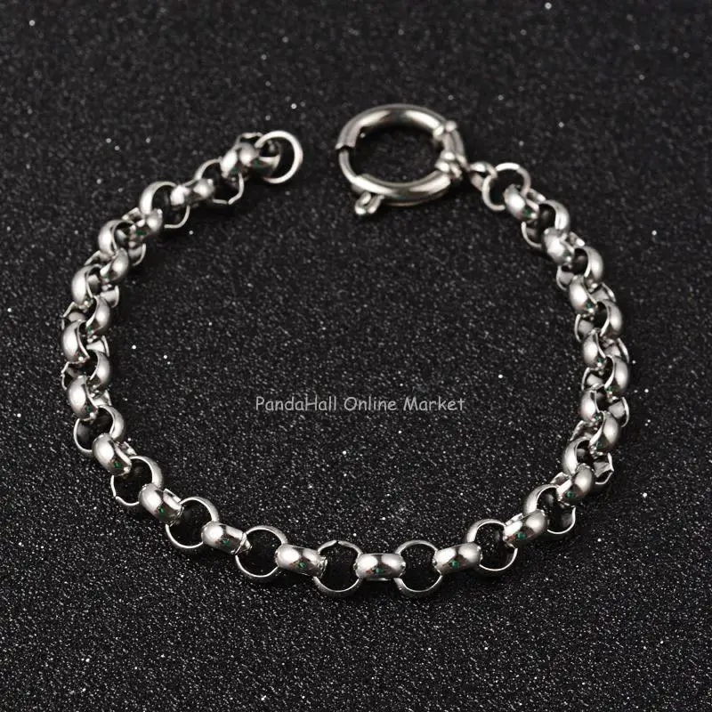 304 Stainless Steel Rolo Chain Bracelets, with Spring Clasps, Stainless Steel Color, 215x7mm
304 Stainless Steel Rolo Chain Bracelets, with Spring Clasps, Stainless Steel Color, 215x7mm