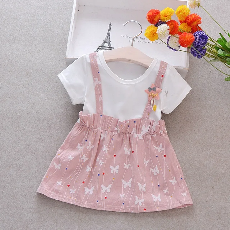Summer Baby Girl 0-4 Year Princess Dress Fake 2 Piece Toddler Fashion Butterfly Print Short Sleeve Cotton Sundress Super New
Summer Baby Girl 0-4 Year Princess Dress Fake 2 Piece Toddler Fashion Butterfly Print Short Sleeve Cotton Sundress Super New
