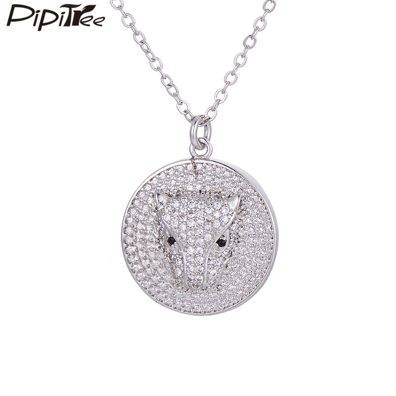 Pipitree Stereoscopic Solid Leopard Head Pendant Necklaces for Women Men Fashion Round Charm CZ Zircon Crystal Necklace Jewelry
Pipitree Stereoscopic Solid Leopard Head Pendant Necklaces for Women Men Fashion Round Charm CZ Zircon Crystal Necklace Jewelry