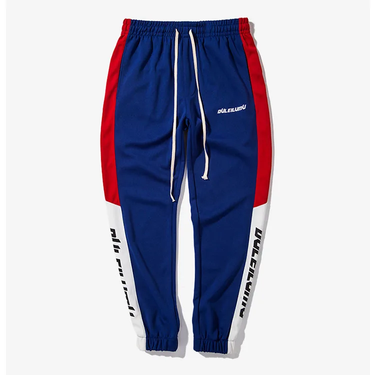 Aolamegs Men Casual Pants Spliced Colored Vintage Track Pants Letter Printing Side Sripe Trousers Male Jogger Pants Drawstring (6)