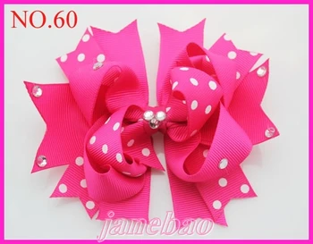 

free shipping 50pcs 4'' stacked Boutique hair bows rhinestone Boutique Funky Hair Bow twist hair accessories