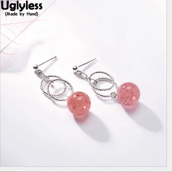 Uglyless 100% Real Solid 925 Sterling Silver Fine Jewelry for Women Strawberry Quartz Balls Earrings Simple Circles Earrings 
Uglyless 100% Real Solid 925 Sterling Silver Fine Jewelry for Women Strawberry Quartz Balls Earrings Simple Circles Earrings