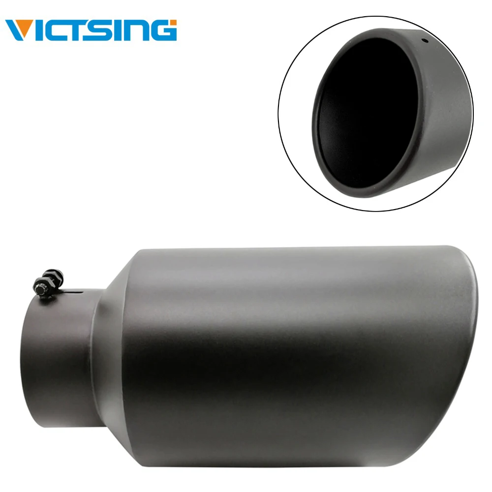 VicTsing Muffler Car Exhaust Universal Chrome Stainless Steel Tail Pipe Low Noise Bolt-On Tip Black 15 inch | Автомобили и