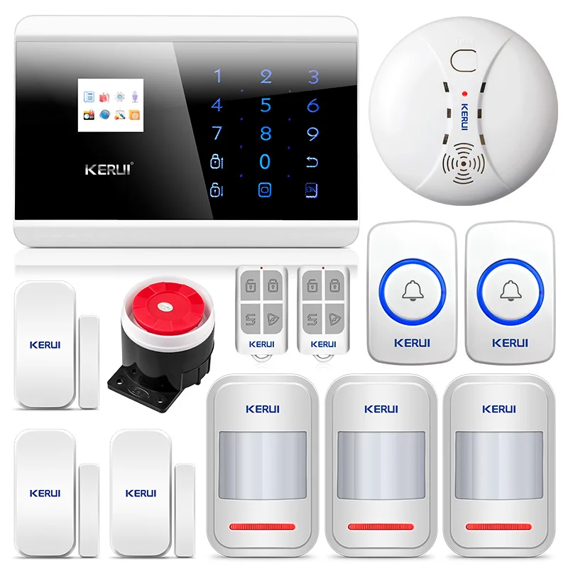 

KERUI 8218G Home Alarm Security System GSM PSTN with SOS button and Motion Smoke sensor detector high performance CPU smart