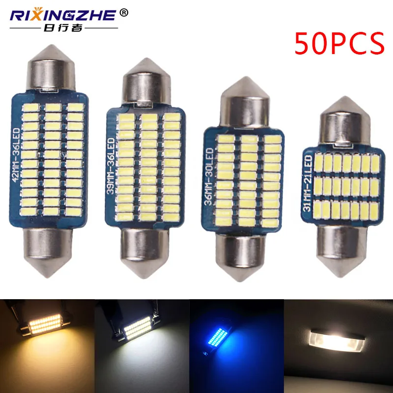 RXZ 50pcs Car Canbus C5W 31/36/39/41MM 3014 21/30/36Led Interior reading Light Auto plate festoon doom Lamp white ice blue 12V
RXZ 50pcs Car Canbus C5W 31/36/39/41MM 3014 21/30/36Led Interior reading Light Auto plate festoon doom Lamp white ice blue 12V