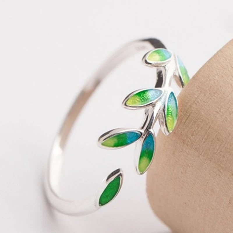 2019 Silver Color Enamel Green Olive Branch Leaves Open Rings For Women Creative Lady Fashion Jewelry
2019 Silver Color Enamel Green Olive Branch Leaves Open Rings For Women Creative Lady Fashion Jewelry