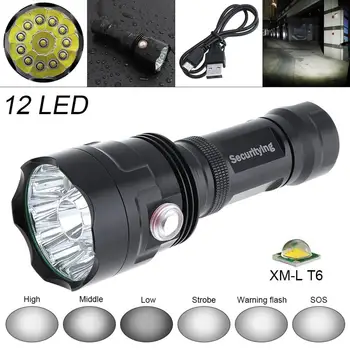 New SecurityIng Super Bright 12x XM-L T6 LED 5000Lumens Waterproof Flashlight Torch with 6 Modes Light Support USB charging
New SecurityIng Super Bright 12x XM-L T6 LED 5000Lumens Waterproof Flashlight Torch with 6 Modes Light Support USB charging