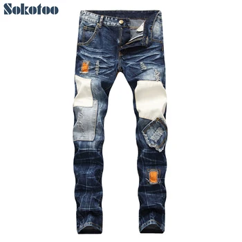 Special price! Men's patchwork ripped slim straight jeans Plus size vintage patches holes distressed denim beggar pants
Special price! Men's patchwork ripped slim straight jeans Plus size vintage patches holes distressed denim beggar pants