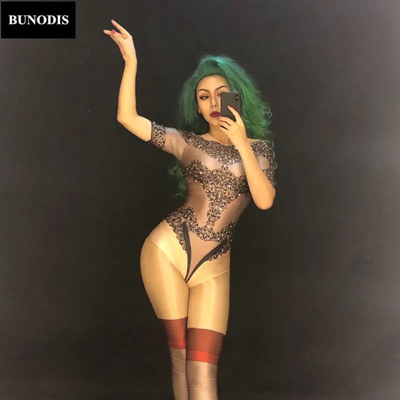 ZD386 Women Sexy Skin Color Black Totem Jumpsuit & Skirt Sparkling Crystals Bodysuit Nightclub Party Dancer Singer Stage Wear
ZD386 Women Sexy Skin Color Black Totem Jumpsuit & Skirt Sparkling Crystals Bodysuit Nightclub Party Dancer Singer Stage Wear