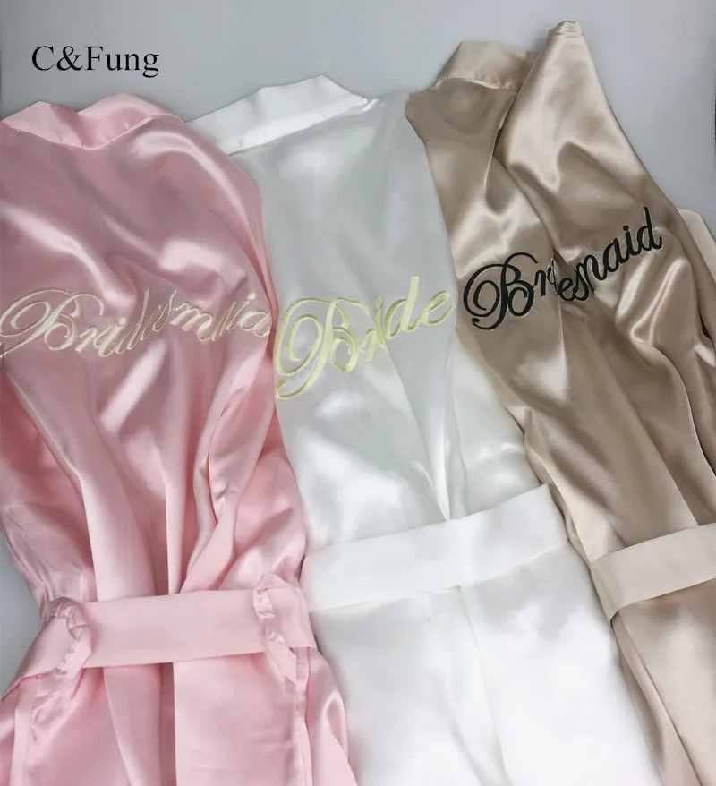 C&Fung Bride embroidered robe bridal getting married party kimono satin robe women bridesmaid gift white champagne pink robes
C&Fung Bride embroidered robe bridal getting married party kimono satin robe women bridesmaid gift white champagne pink robes