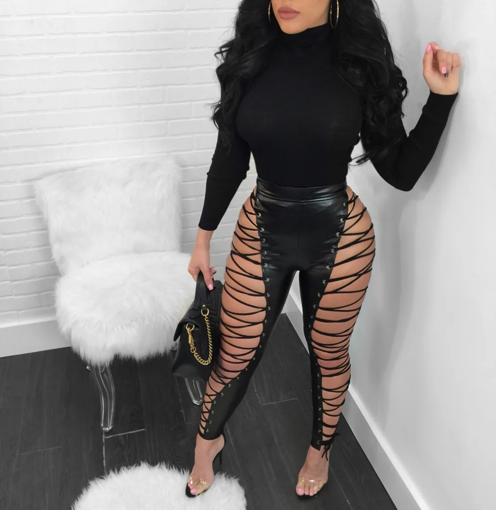 Bodycon Lace Up Pants High Waist Bandage Capris Leggings Moto Biker Women Trousers Club Eyelets Pu Pencil Pants
Bodycon Lace Up Pants High Waist Bandage Capris Leggings Moto Biker Women Trousers Club Eyelets Pu Pencil Pants