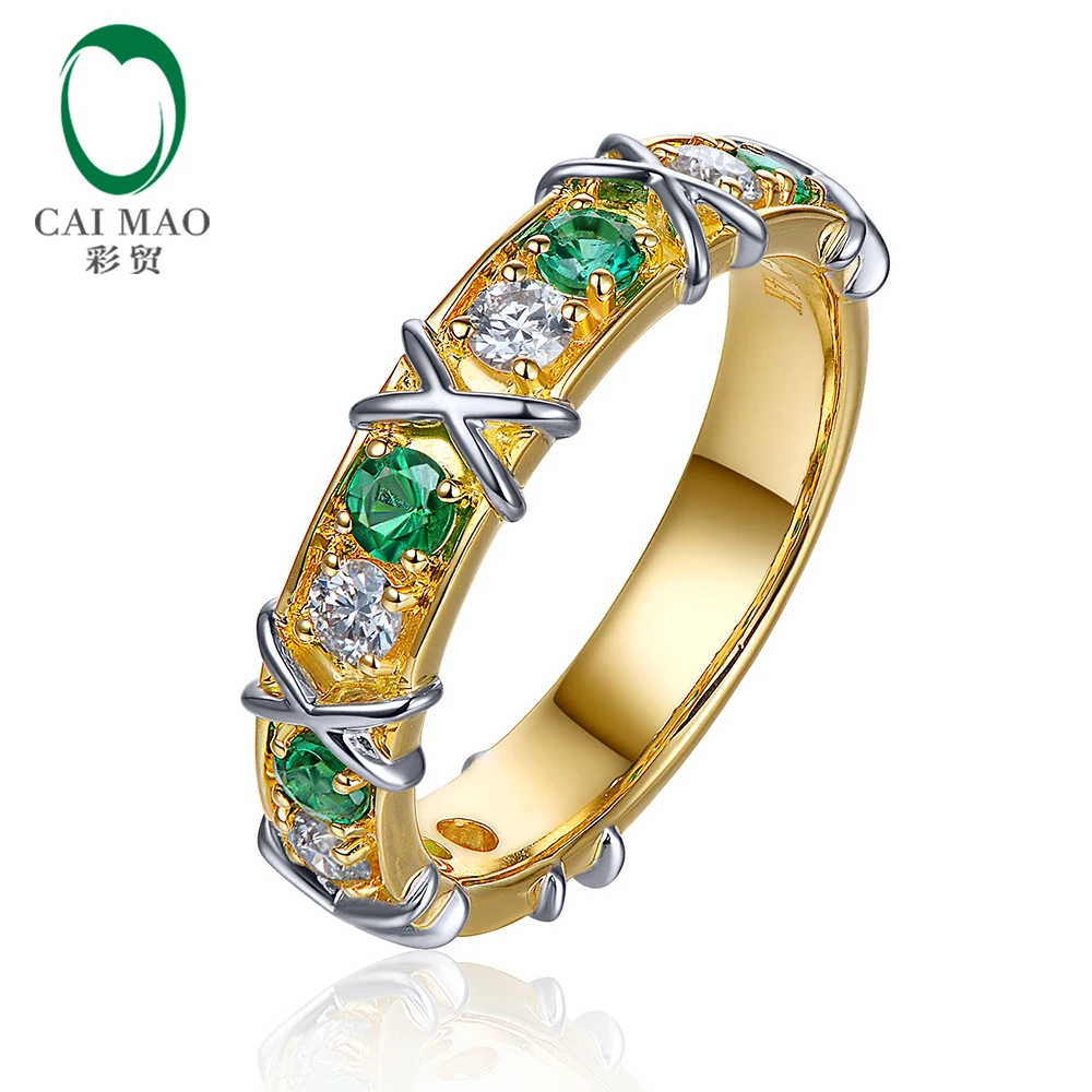 

Free shipping 14kt White and Yellow Gold 0.41ct Natural Emerald and 0.38ct Diamond Engagement Ring Jewelry