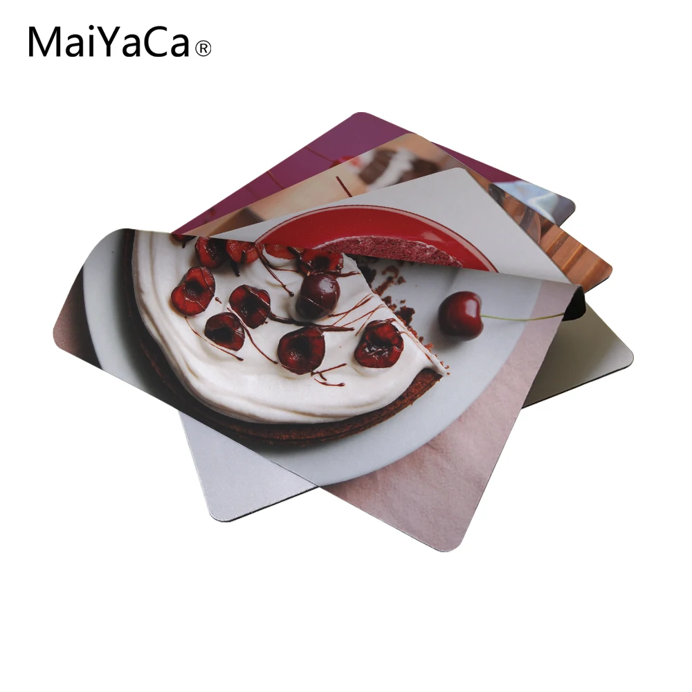 Резиновый коврик для мыши MaiYaCa с изображением торта вишни и кофе размер 18*22 см 25*29 |