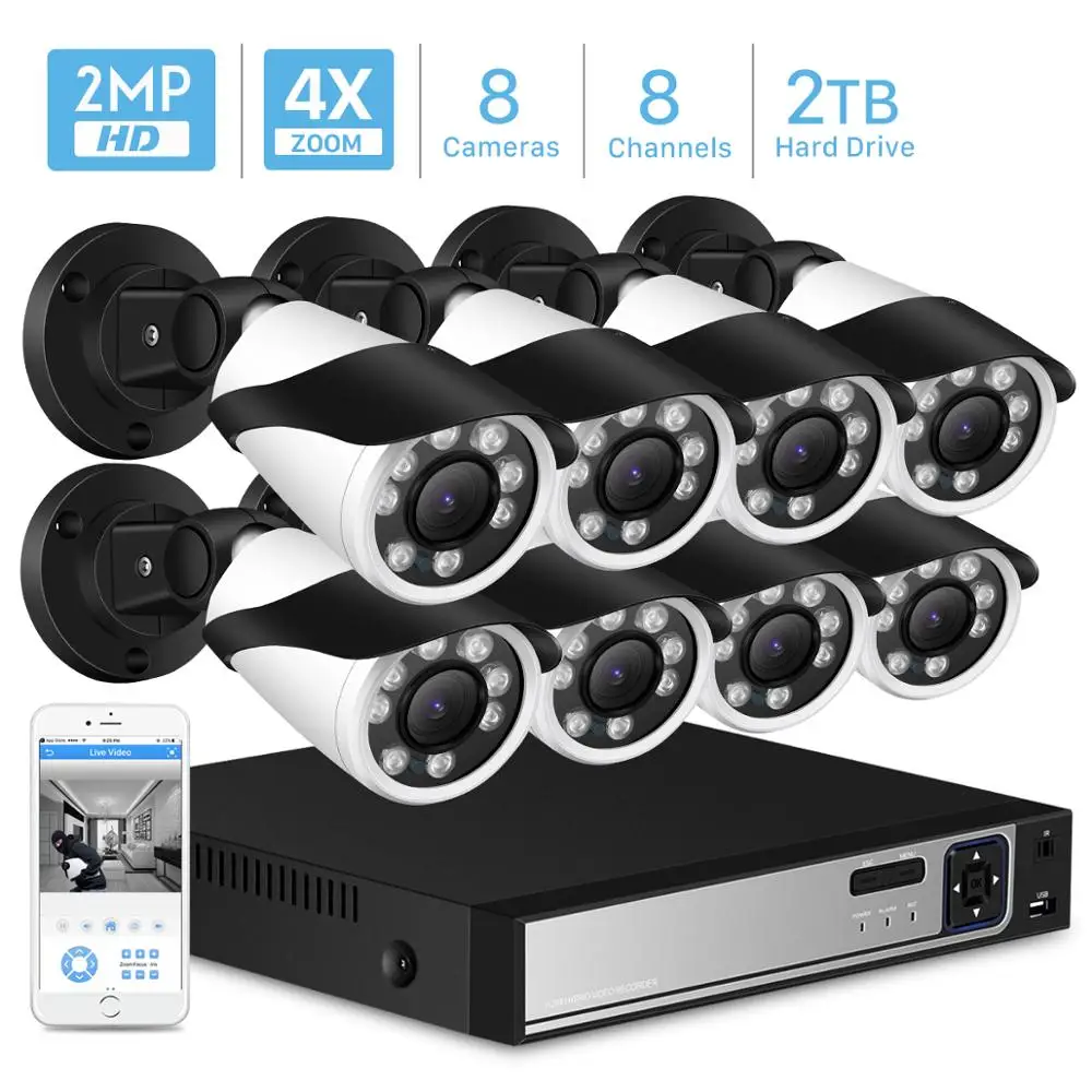 BESDER 8CH Auto Zoom PoE NVR Security System H.265 4X Optical Lens Outdoor PoE Cameras 1080P 8CH 4MP PoE NVR Surveillance System
BESDER 8CH Auto Zoom PoE NVR Security System H.265 4X Optical Lens Outdoor PoE Cameras 1080P 8CH 4MP PoE NVR Surveillance System