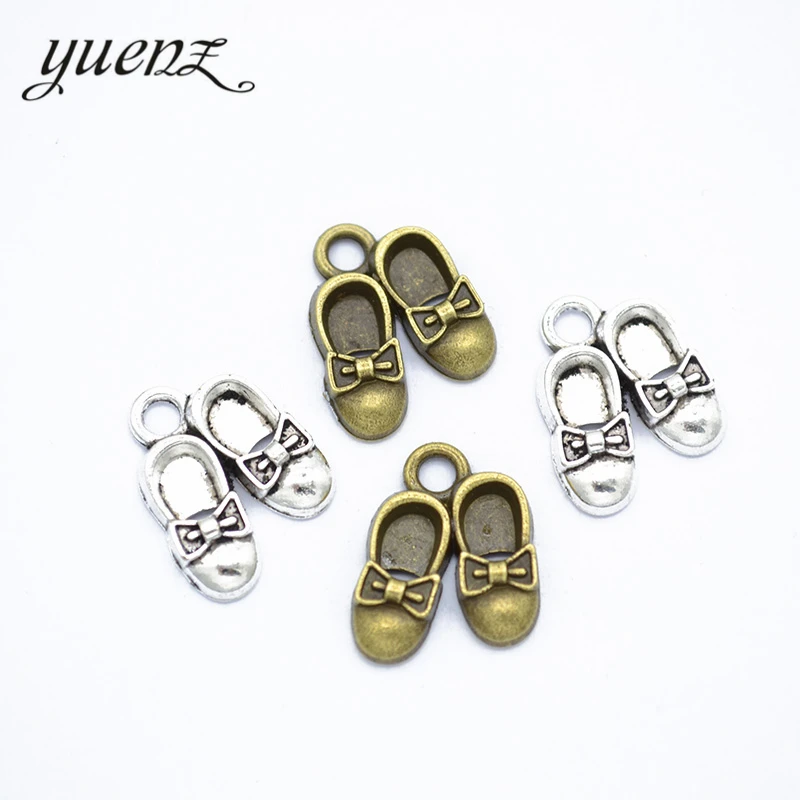 

YuenZ 15pcs 2 colour Antique Silver color Shoes Charm fit for Bracelets Necklace DIY Metal Jewelry Making 17*14mm N146