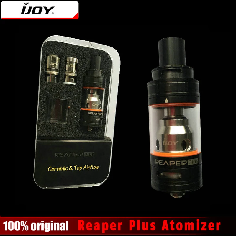 

Original ijoy reaper plus atomizer 3.8ml Tank Sub Ohm Tank Pure Taste Huge Vapor No Dry Hits fit 120w Box Mod 18650 Battery