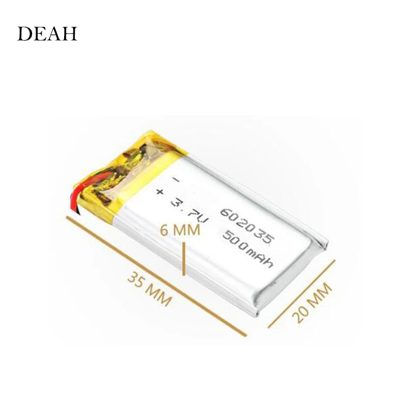 3.7V 500mAh 602035 Lithium Polymer li ion Rechargeable Battery For GPS MP3 MP4 MP5 Car DVR Tachograph headphones li ion cell
3.7V 500mAh 602035 Lithium Polymer li ion Rechargeable Battery For GPS MP3 MP4 MP5 Car DVR Tachograph headphones li ion cell