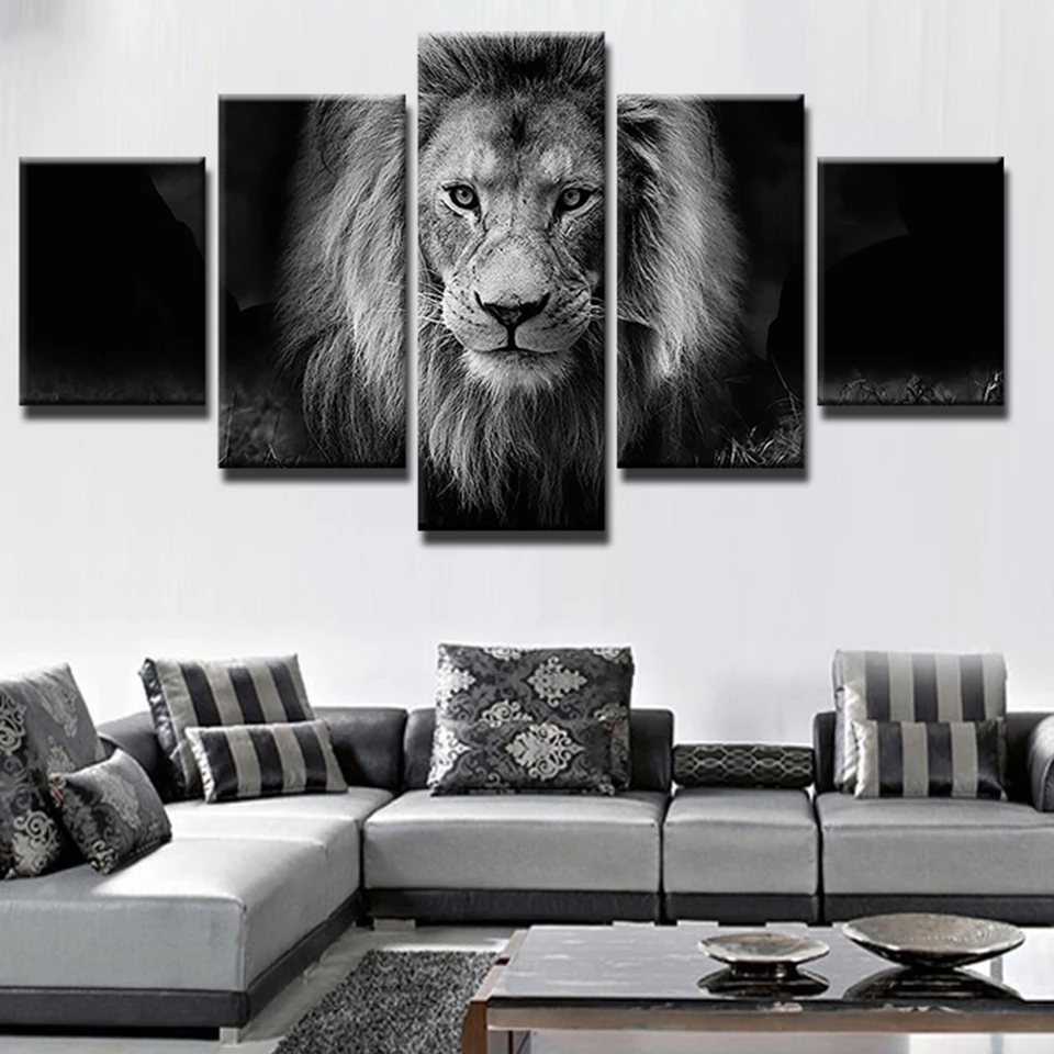 Modern Wall Art Canvas Painting Home Decor 5 Pieces Lion Pictures Modular HD Printed Animal Posters For Living Room Framework
Modern Wall Art Canvas Painting Home Decor 5 Pieces Lion Pictures Modular HD Printed Animal Posters For Living Room Framework