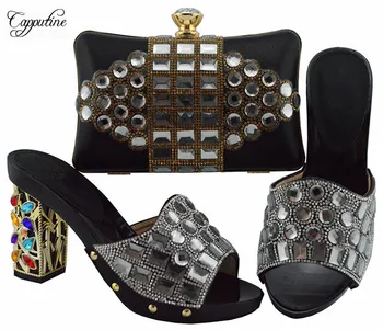 Hot sale black with stones high heel slipper shoes and bag set for party FGT003 free shipping
Hot sale black with stones high heel slipper shoes and bag set for party FGT003 free shipping