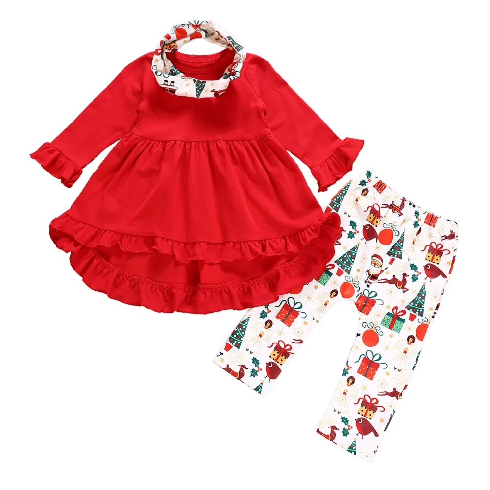 3pcs/set Baby Girls Christmas Outfits Flared Sleeve Forked Tail Dress+Santa Claus Pants+Headband Kids Xmas Winter Clothes Suit
3pcs/set Baby Girls Christmas Outfits Flared Sleeve Forked Tail Dress+Santa Claus Pants+Headband Kids Xmas Winter Clothes Suit