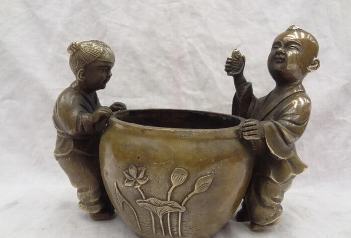 song voge gem S2697 8" Chinese Bronze 2 Kid Children Wealth Fish Box Pot Statue Bowl Tank Censer
song voge gem S2697 8" Chinese Bronze 2 Kid Children Wealth Fish Box Pot Statue Bowl Tank Censer