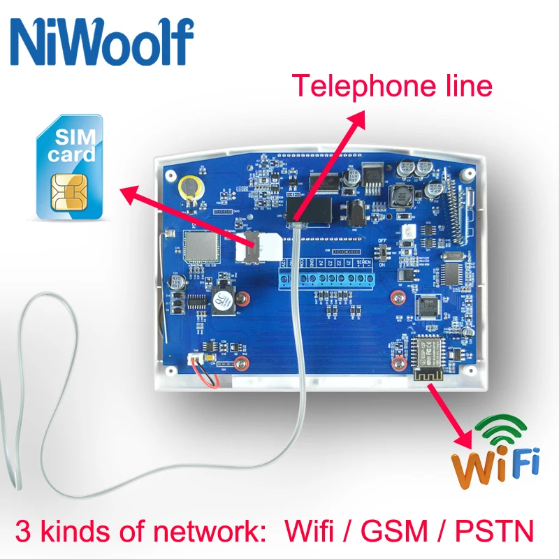 Wifi PSTN GSM система сигнализации 433 Беспроводные Проводные детекторы сигнализация