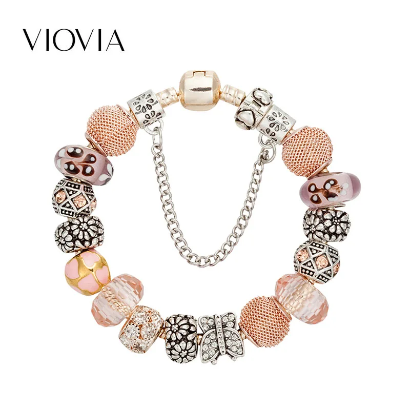 VIOVIA New Fashion Flower Series Charms Bracelet & Bangles Butterfly Rhinestone Beads Bracelet for Women Diy Jewelry B18009
VIOVIA New Fashion Flower Series Charms Bracelet & Bangles Butterfly Rhinestone Beads Bracelet for Women Diy Jewelry B18009