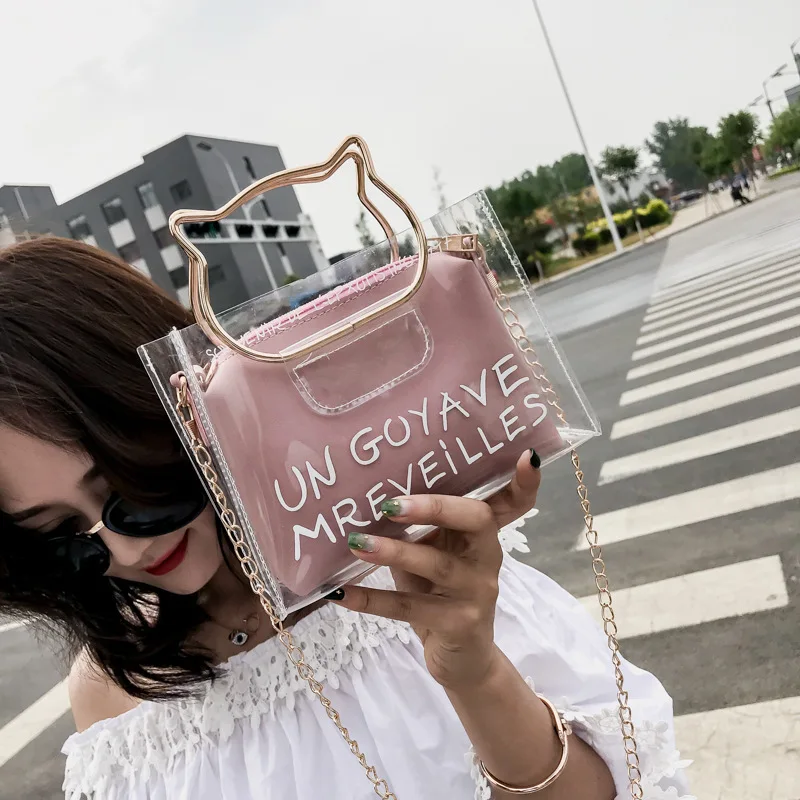 Clear Pvc Letter Print Jelly Bags Women Handbag Metal Ring Handle Pu Shoulder Messenger Bag Candy Color Crossbody Bag For Women
Clear Pvc Letter Print Jelly Bags Women Handbag Metal Ring Handle Pu Shoulder Messenger Bag Candy Color Crossbody Bag For Women
