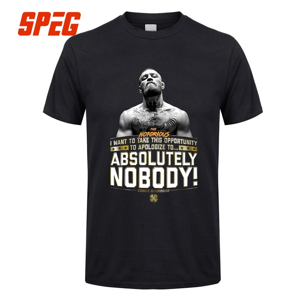 Conor McGregor T Shirt MMA Featherweight Champion Apologize to Nobody Men 100% Cotton Tees Boy Tshirt Big Size Round Neck Black
Conor McGregor T Shirt MMA Featherweight Champion Apologize to Nobody Men 100% Cotton Tees Boy Tshirt Big Size Round Neck Black