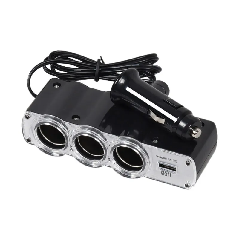 3 Sockets Car Cigarette Lighter Extender Splitter and 1 USB Port Car Charger Interior Accessories
3 Sockets Car Cigarette Lighter Extender Splitter and 1 USB Port Car Charger Interior Accessories