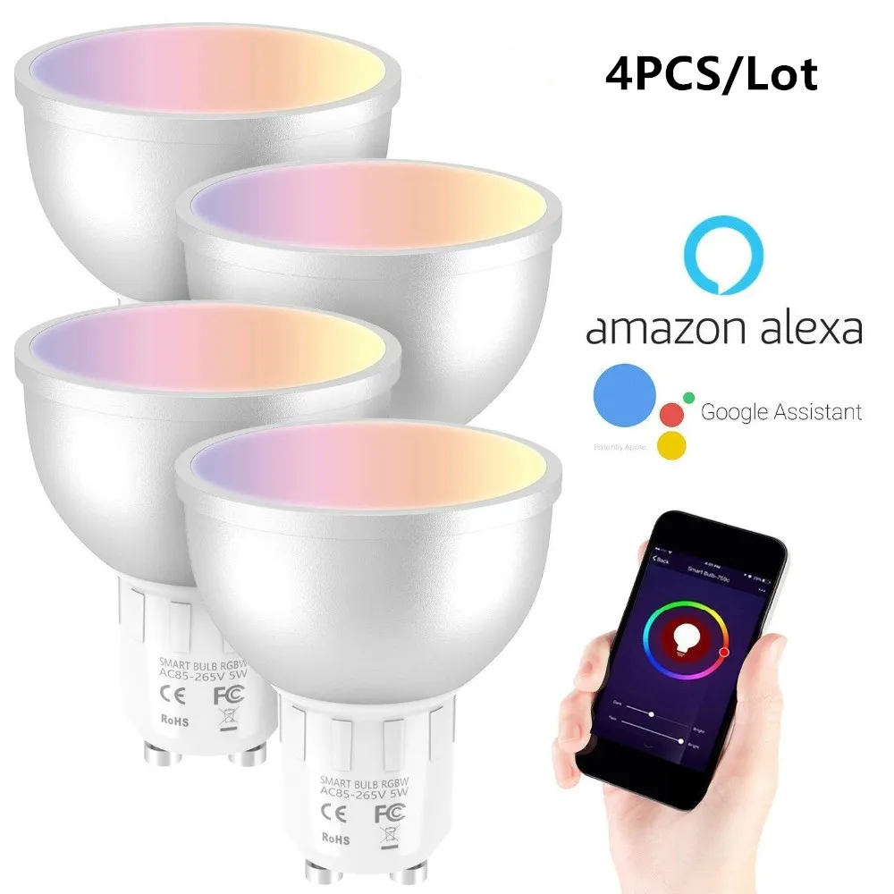 4PCS Smart Bulb WiFi GU10 RGB 5W Led Dimmable Compatible with Alexa & Google Home Remote Control 50W Equivalent
4PCS Smart Bulb WiFi GU10 RGB 5W Led Dimmable Compatible with Alexa & Google Home Remote Control 50W Equivalent