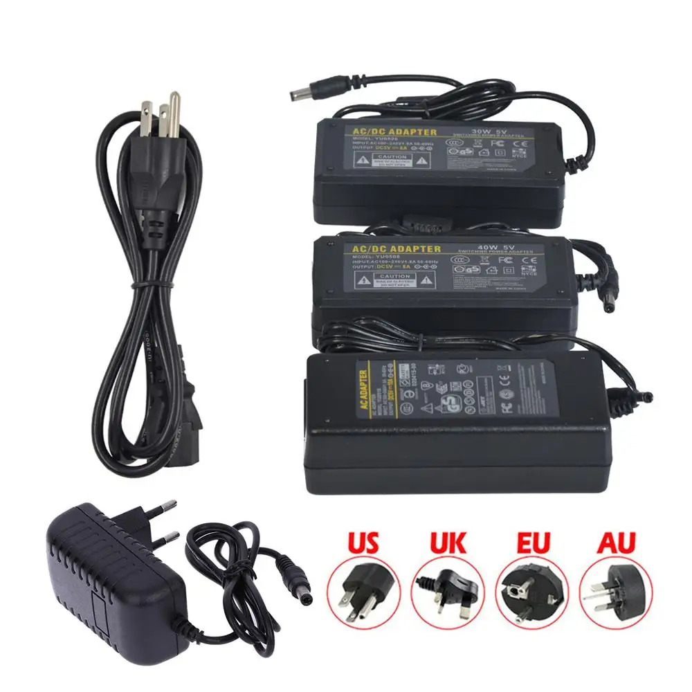 5V LED Power Supply 1A/2A/3A/6A/8A/10A Switching Adapter with EU/US/UK/AU Plug WS2812B WS2811 SK6812 8806 WS2801 LED Strip Light
5V LED Power Supply 1A/2A/3A/6A/8A/10A Switching Adapter with EU/US/UK/AU Plug WS2812B WS2811 SK6812 8806 WS2801 LED Strip Light