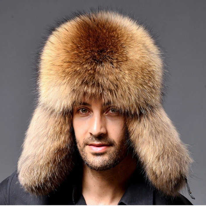 New Bomber Hats Men's Winter Raccoon Fur Lamb Leather Russian Cossack Trapper Hats
New Bomber Hats Men's Winter Raccoon Fur Lamb Leather Russian Cossack Trapper Hats