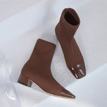 Vogue Vintage Stretch Knitting Sock Boots Square Toe High Heel Women Boots Elegant Women Lady Ankle Boots SWE0206
Vogue Vintage Stretch Knitting Sock Boots Square Toe High Heel Women Boots Elegant Women Lady Ankle Boots SWE0206