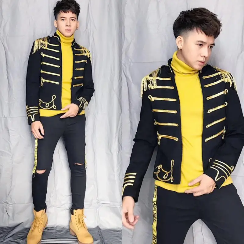 Luxury mens/ golden embroidery tassels medieval event/stage performance short tuxedo jacket/stage performance/ASIA SIZE
Luxury mens/ golden embroidery tassels medieval event/stage performance short tuxedo jacket/stage performance/ASIA SIZE