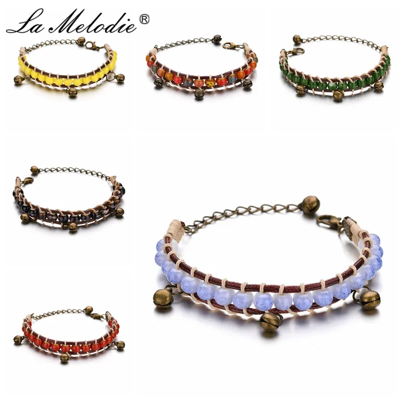 New Retro Colorful Leopard Print Ceramic Beads Charm Bracelet Rope Chains Alloy Bells Hand Weaving Adjustable Bracelet For Women
New Retro Colorful Leopard Print Ceramic Beads Charm Bracelet Rope Chains Alloy Bells Hand Weaving Adjustable Bracelet For Women