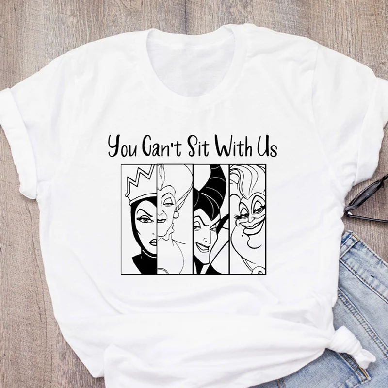 New T shirt Women Funny You Can't Sit With Us Villain Cartoon Letter print T-shirt Women Harajuku Retro Evil Queen Graphic Tops
New T shirt Women Funny You Can't Sit With Us Villain Cartoon Letter print T-shirt Women Harajuku Retro Evil Queen Graphic Tops