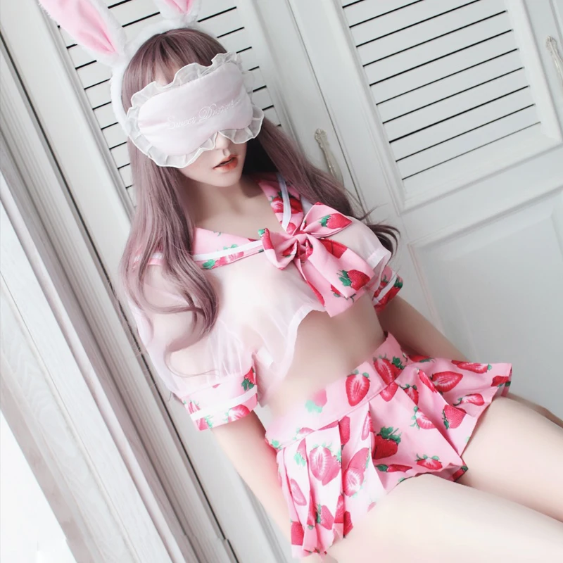 Cute Lolita Strawberry Printed Sailor Student Uniform School Girl Sexy Lingerie Butterfly Knot Tops and Skirt Panties Set
Cute Lolita Strawberry Printed Sailor Student Uniform School Girl Sexy Lingerie Butterfly Knot Tops and Skirt Panties Set