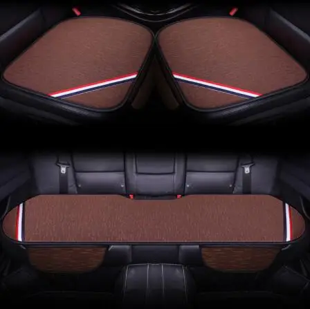 car seat cushion Linen Fabric Car Seat Cover Four Seasons Front Rear Flax Cushion Breathable Protector Mat Pad Auto car