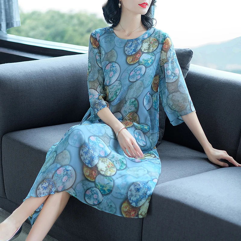 Real Silk Dresses 2018 New Summer Vintage A-line Print Dress Loose O-Neck Half Sleeved Fashion Beach Casual Dresses Vestidos
Real Silk Dresses 2018 New Summer Vintage A-line Print Dress Loose O-Neck Half Sleeved Fashion Beach Casual Dresses Vestidos