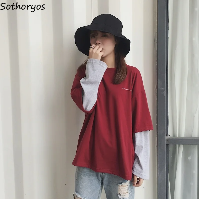 T-shirts Women Retro Patchwork Fake Two Piece Harajuku Chic Loose All-match Womens T Shirts Ulzzang BF Korean Clothes Student
T-shirts Women Retro Patchwork Fake Two Piece Harajuku Chic Loose All-match Womens T Shirts Ulzzang BF Korean Clothes Student