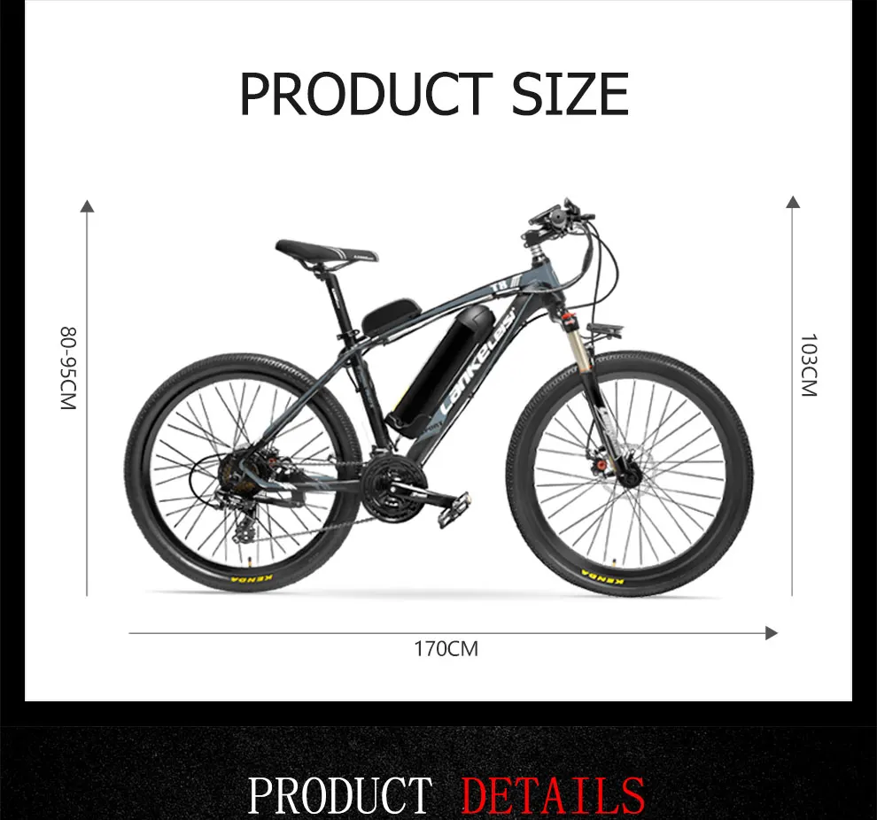 Clearance LANKELEISI T8 Mountain E-Bike 21-speed 26*1.95 Tire 400W High-speed Motor 48V 13ah Lithium Battery 7