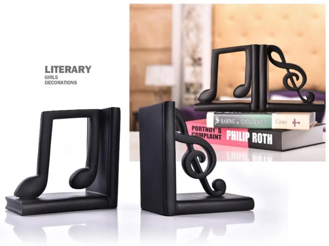 2019 Newest Creative Books Bookends Bookshelf Simple And Elegant music symbol Book Holder