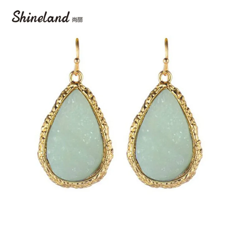 Shineland 2019 New Big Resin Stone Long Earrings For Women Teardrop-shaped Waterdrop Earrings Gold-color Dangle Earrings Bijoux
Shineland 2019 New Big Resin Stone Long Earrings For Women Teardrop-shaped Waterdrop Earrings Gold-color Dangle Earrings Bijoux
