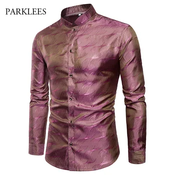 Silk Satin Shirt Men 2019 Stylish Mandarin Collar Tuxedo Long Sleeve Mens Dress Shirts Shiny Nightclub Stage Show Camisas Hombre
Silk Satin Shirt Men 2019 Stylish Mandarin Collar Tuxedo Long Sleeve Mens Dress Shirts Shiny Nightclub Stage Show Camisas Hombre