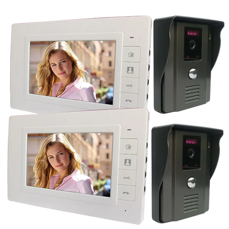 DHL Free Shipping 7" LCD Video Door Phone Intercom Doorbell System with 2 Night Vision IR Security Camera 2 Monitor Rainproof
DHL Free Shipping 7" LCD Video Door Phone Intercom Doorbell System with 2 Night Vision IR Security Camera 2 Monitor Rainproof